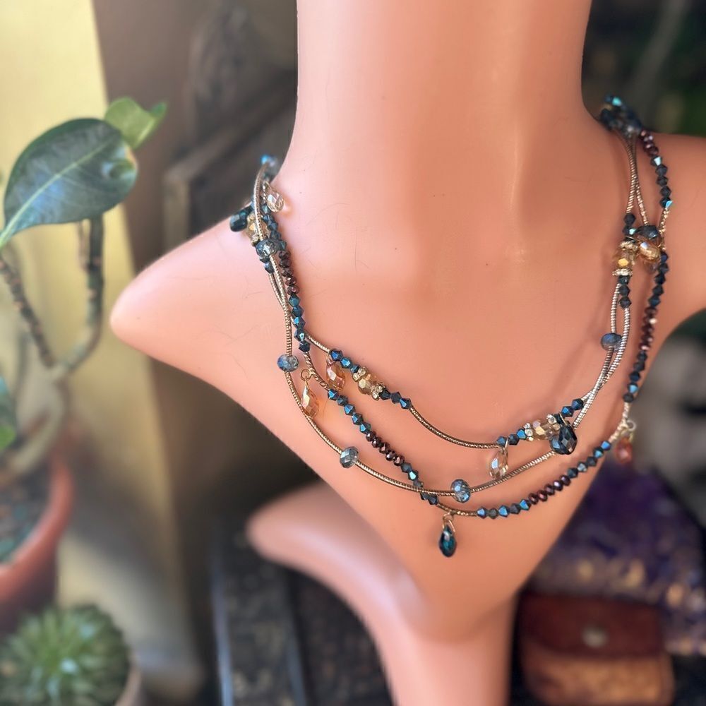 Vintage Multi Strand Austriancrystalnecklace - image 2